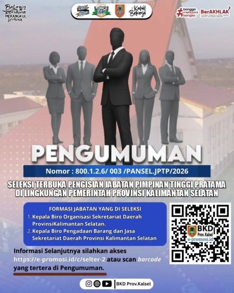 ab# Seleksi JPT Pratama Resmi Dibuka, Pemprov Kalsel Gelar Seleksi Terbuka Secara Transparan